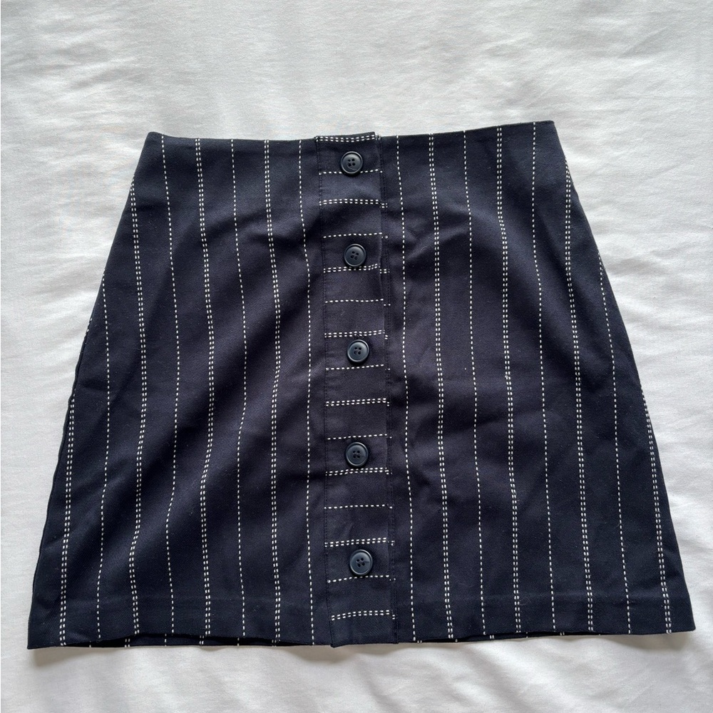 Mango Black Mini Skirt with White Stitching
